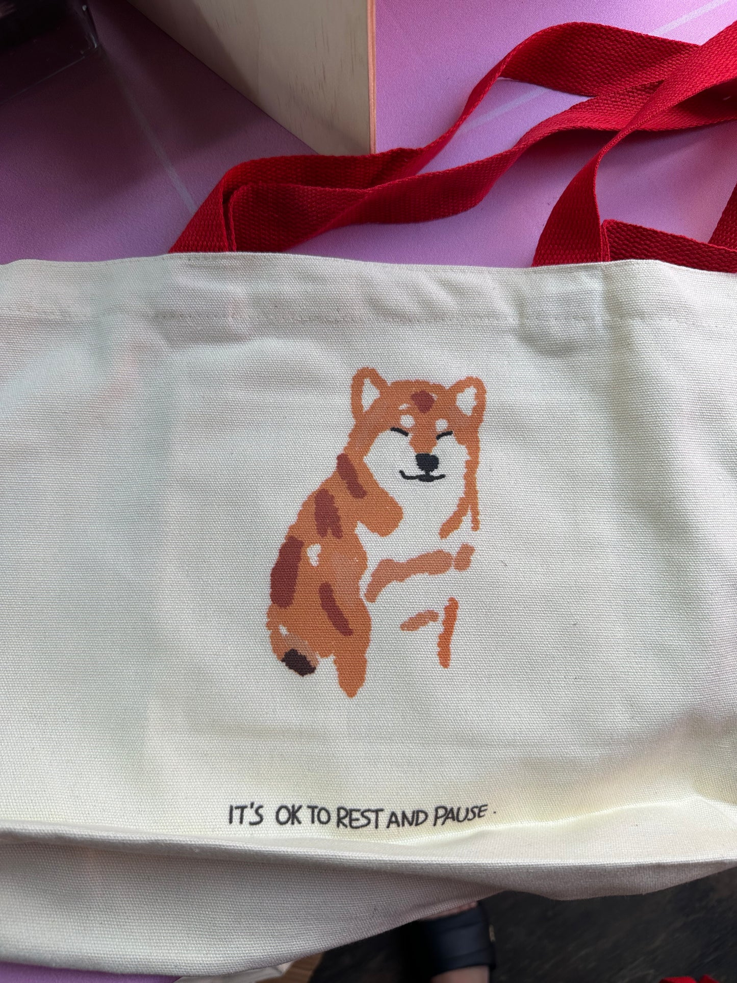 Ivory Tote Bag "ITS OK TO REST AND PAUSE"